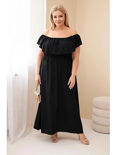 Dámské šaty Plus Size s volánkem a elastickým pasem černá