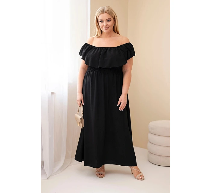 Dámské šaty Plus Size s volánkem a elastickým pasem černá