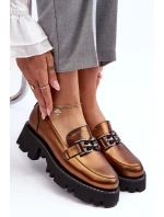 Dámské kožené polobotky s ozdobou zlatou model 21636797 - Laura Messi