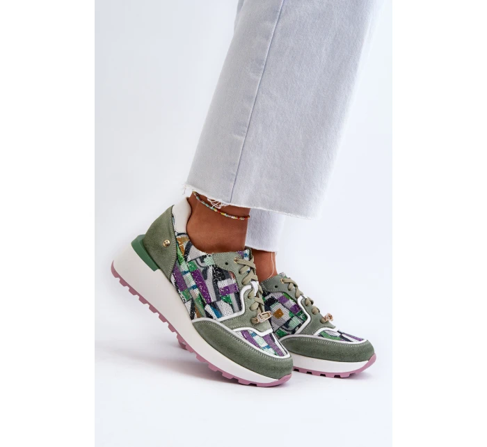 Dámské kožené tenisky na platformě Maciejka 06390-09 seledýnové