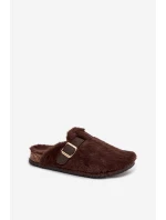 Kožešinové dámské pantofle na platformě s páskem a sponou hnědé model 21709369 - Boto Kožešinové dámské pantofle na platformě s páskem a sponou hnědé model 21709369 - Boto