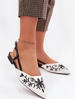 Dámské sandály s výšivkou na ploché Černé Grelia