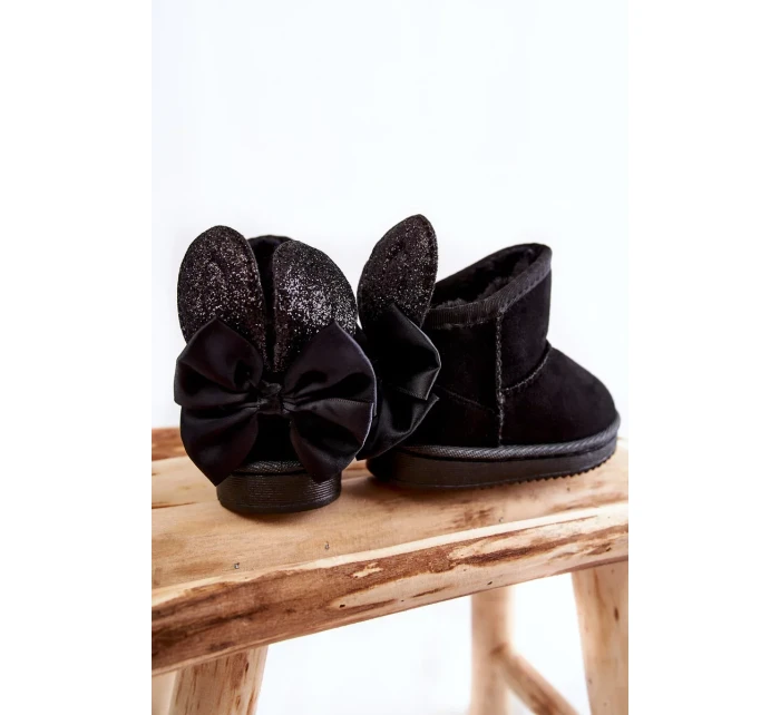 Dívčí teplé sněhule s mašlemi Černe Meriva