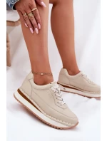 Dámské kožené tenisky na platformě Big Star – béžové Dámské kožené tenisky na platformě Big Star – béžové