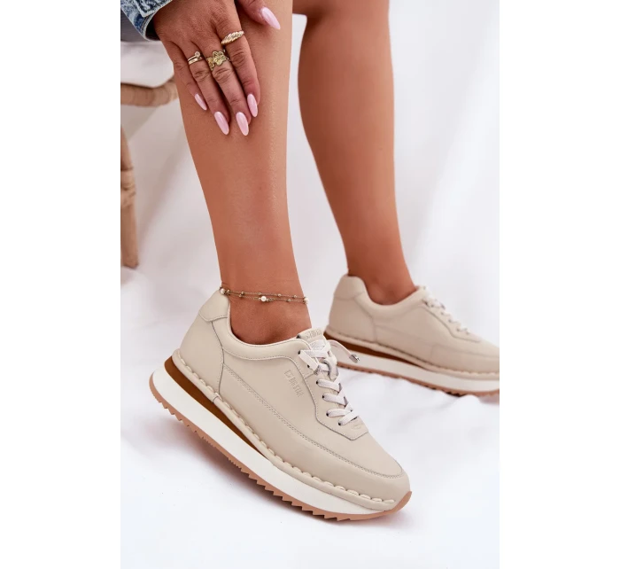 Dámské kožené tenisky na platformě Big Star – béžové Dámské kožené tenisky na platformě Big Star – béžové