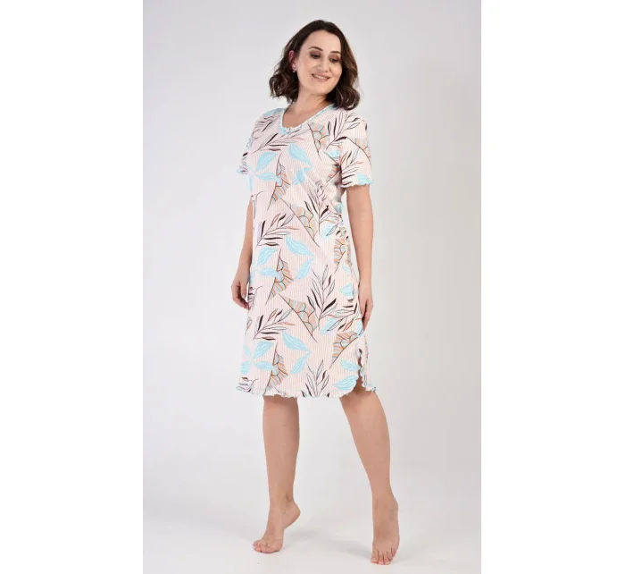 Dámská noční košile s krátkým rukávem model 18316239 - Vienetta Dámská noční košile s krátkým rukávem model 18316239 - Vienetta