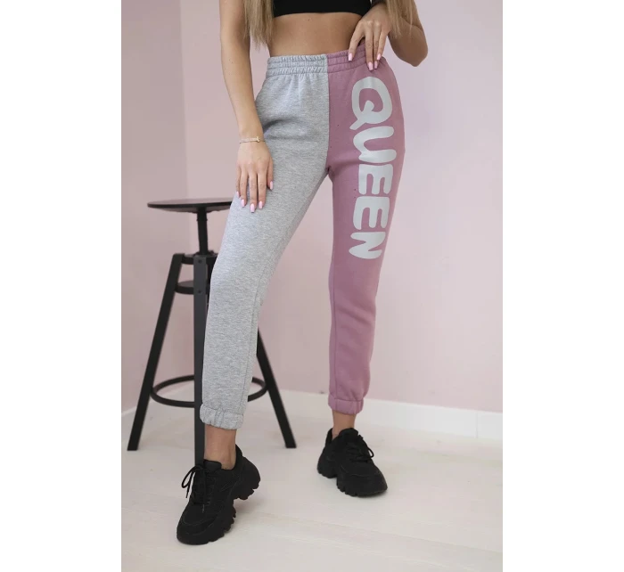 Dámské tepláky s nápisem QUEEN tmavě růžová