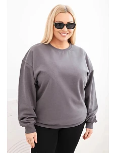 Dámská mikina s okrouhlým výstřihem Plus Size bavlněná basic grafitová