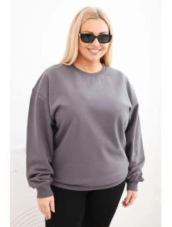 Dámská mikina s model 21723044 výstřihem Plus Size bavlněná basic grafitová - K-Fashion