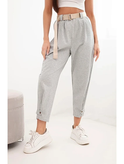 Kalhoty Summer Punto se zapínáním na nohavicích šedý melanž