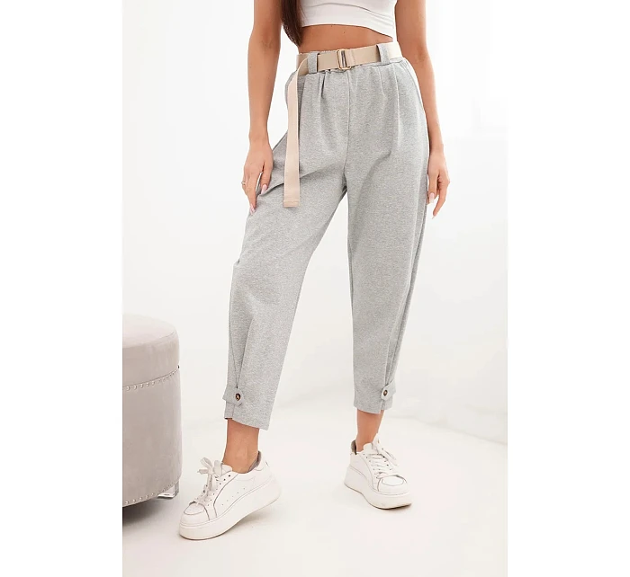 Kalhoty Summer Punto se zapínáním na nohavicích šedý melanž
