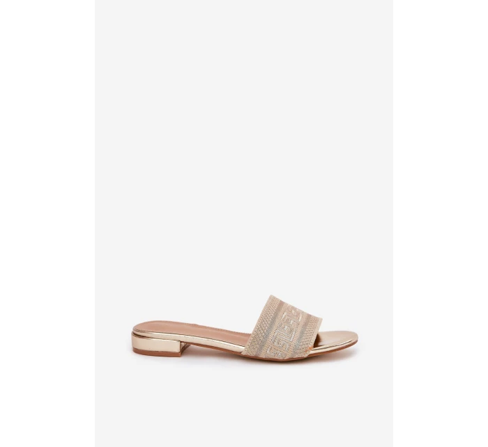 Dámské Sandály Na Plochém Podpatku Zlaté model 21688228 - Boto Dámské Sandály Na Plochém Podpatku Zlaté model 21688228 - Boto