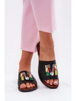 Dámské sandály na plochém podpatku s ozdobou černé model 21695688 - Boto