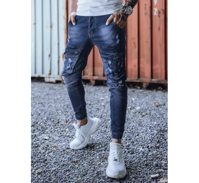 Modré pánské kalhoty FashionStreet UX3286