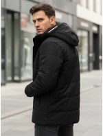 Pánská zimní bunda s kapucí černá FashionStreet TX4992 Pánská zimní bunda s kapucí černá FashionStreet TX4992