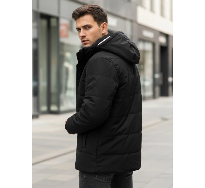 Pánská zimní bunda s kapucí černá FashionStreet TX4992 Pánská zimní bunda s kapucí černá FashionStreet TX4992