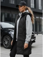 Dámská dlouhá prošívaná vesta černá FashionStreet TY5269