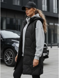 Dámská dlouhá prošívaná vesta černá FashionStreet TY5269