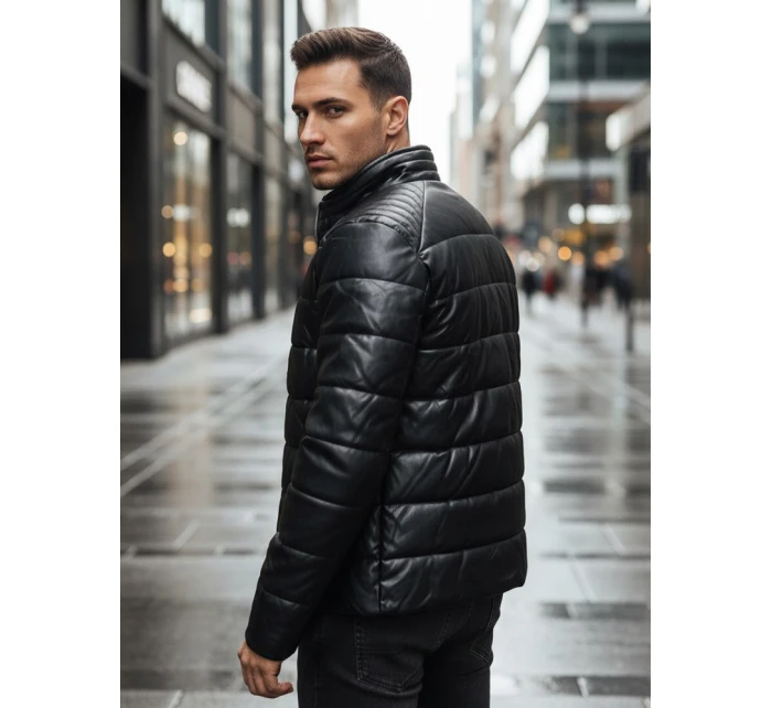 Pánská zateplená kožená bunda černá FashionStreet TX5115