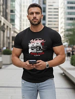 Pánské bavlněné tričko s potiskem VINTAGE CAR FashionStreet black NX5082R