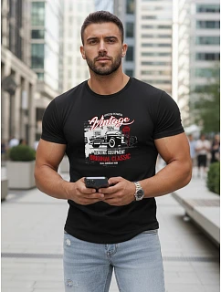 Tshirt męski z nadrukiem  czarny model 22156920 - FashionStreet