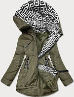 Khaki-bílá dámská bunda pro přechodné období (B8037-11026)