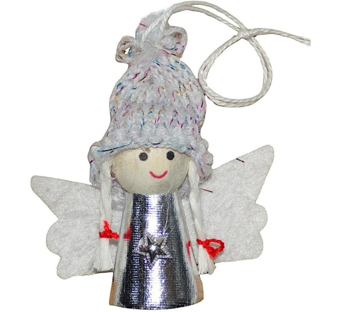 VÁNOČNÍ PŘÍVĚSEK ANDĚL STŘÍBRNÝ 7CM