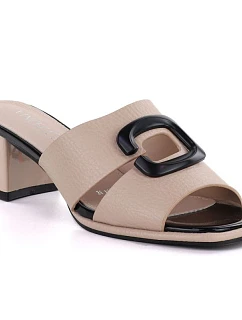 Dámské žabky na podpatku béžové Vinceza 62284