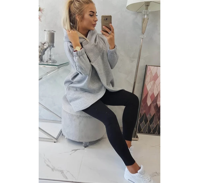 Šedá mikina s krátkým zipem