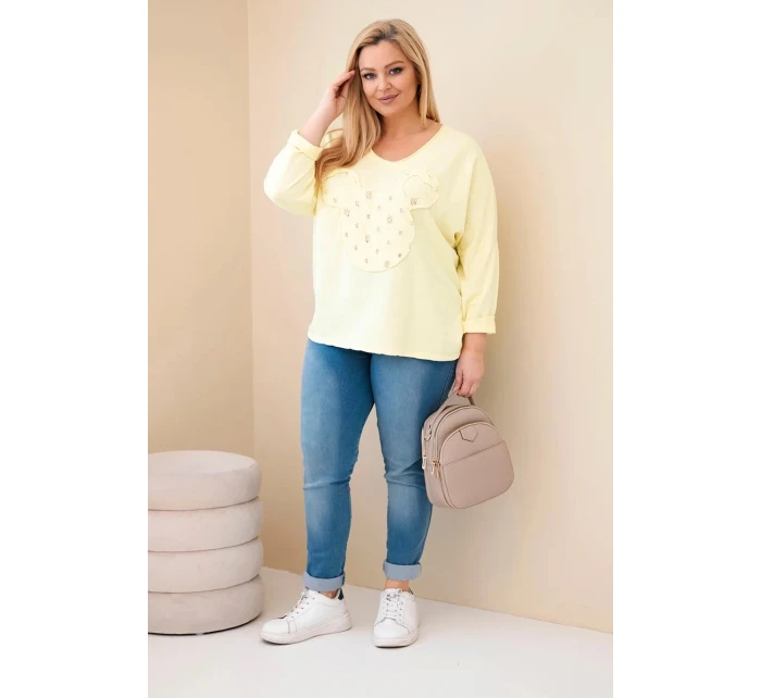 Dámská bavlněná blůza Plus Size s výstřihem do V žlutá Dámská bavlněná blůza Plus Size s výstřihem do V žlutá