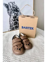 Kožené dětské polobotky Barefoot s Medvídkem Bartek Béžové