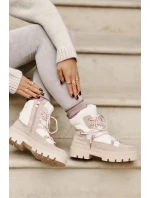 Kotníkové boty s beránkovým kožíškem béžové Merilana Kotníkové boty s beránkovým kožíškem béžové Merilana