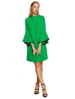 Dámské šaty áčkového střihu s andělskými rukávy M698  - zelené