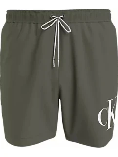 Pánské plavky MEDIUM DRAWSTRING KM0KM01003 LDY olivově zelené - Calvin Klein