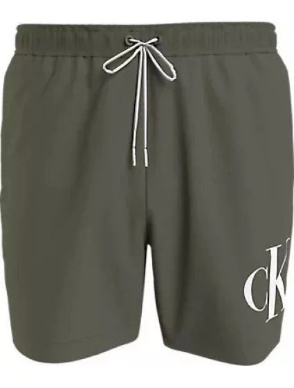 Pánské plavky MEDIUM DRAWSTRING KM0KM01003 LDY olivově zelené - Calvin Klein Pánské plavky MEDIUM DRAWSTRING KM0KM01003 LDY olivově zelené - Calvin Klein