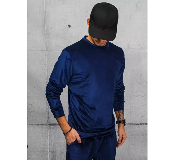 Pánská tmavě modrá velurová mikina FashionStreet BX5531