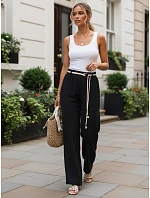 Dámské kalhoty s širokými nohavicemi, černé, FashionStreet UY3073 Dámské kalhoty s širokými nohavicemi, černé, FashionStreet UY3073