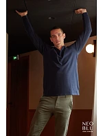 NEOBLU Owen LSL Men Pánské těžké piqué polo s dlouhým rukávem 24.4396 night blue