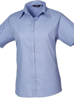 Premier PR 302 Popelínová halenka s krátkým rukávem 39.0302 mid blue