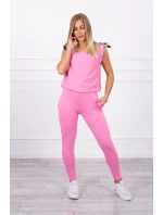 Kalhoty/oblek s nápisem selfie světle růžový