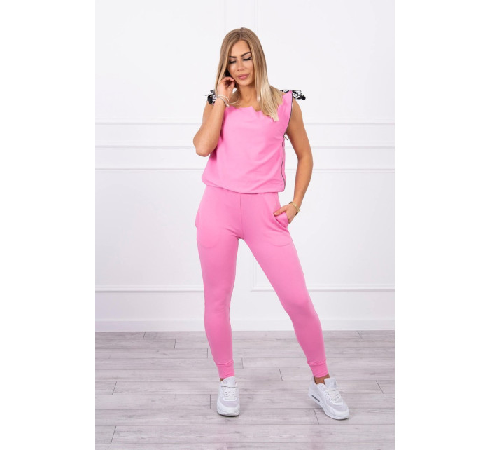 Kalhoty/oblek s nápisem selfie světle růžový
