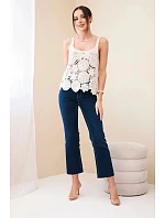 Dámská viskózová halenka bez rukávů s výstřihem do V džínová Dámská viskózová halenka bez rukávů s výstřihem do V džínová