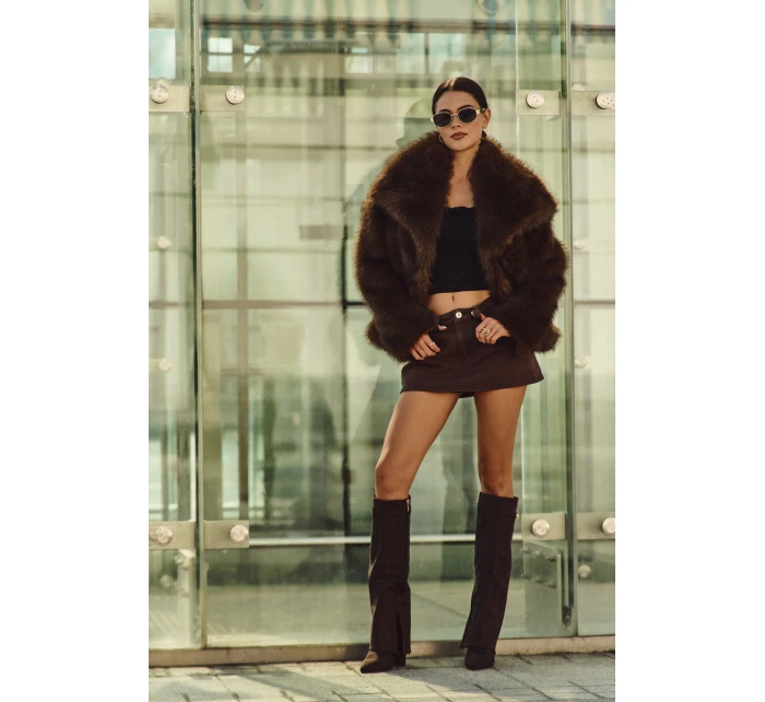 Kozačky Eko Podpatky Na Zip Zateplené  Čokoládové model 21704760 - Boto