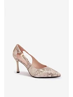 Lodičky s výřezy a zlatým sponou s vzorem model 22091849 - VINCEZA