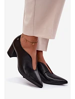 Kožené dámské polobotky na podpatku model 22123149 Černé - Maciejka