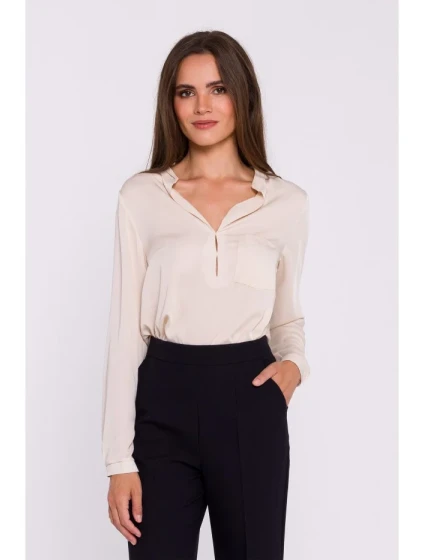 S375 Halenka s dlouhými rukávy - béžová S375 Halenka s dlouhými rukávy - béžová