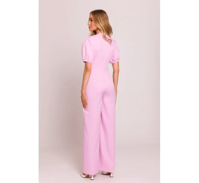 M852 Kombinéza s puff rukávy - cukrově růžová