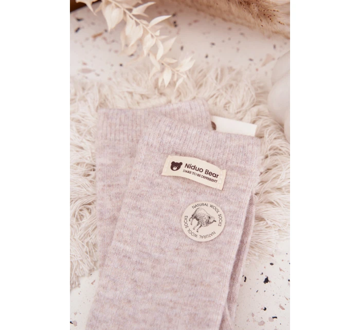 Dámské teplé vlněné ponožky s nášivkou – béžové Dámské teplé vlněné ponožky s nášivkou – béžové