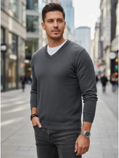 Pánský světle šedý svetr s výstřihem Dstreet model 21993992 - FashionStreet