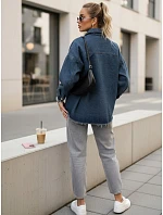 Dámská tmavě modrá džínová košilová bunda FashionStreet TY5689 Dámská tmavě modrá džínová košilová bunda FashionStreet TY5689